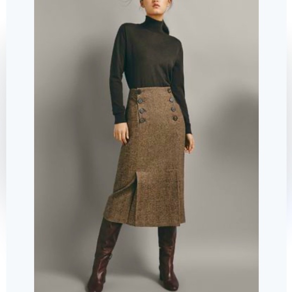 Massimo Dutti Dresses & Skirts - Massimo Dutti Brown Wool High Waisted Midi Skirt